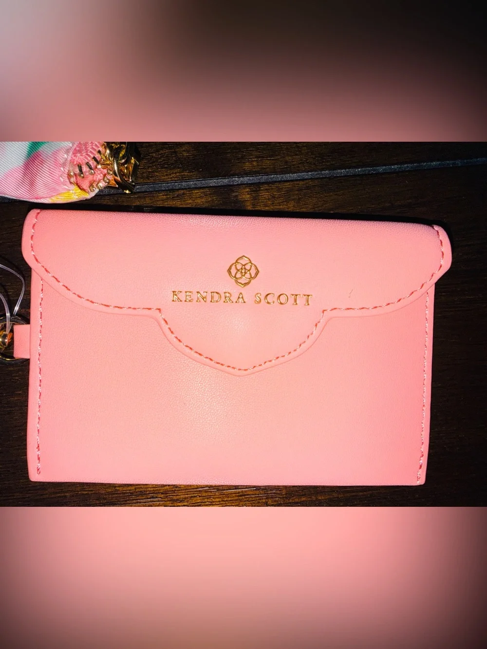 Kendra Scott Floral Dual Wallet Keychain/Wristlet - Pink/White - NWT